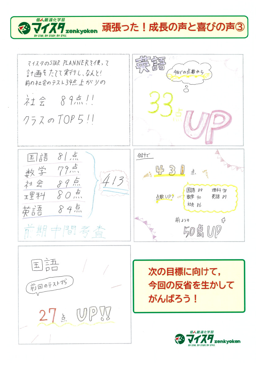 生徒が書いた喜びの声3
